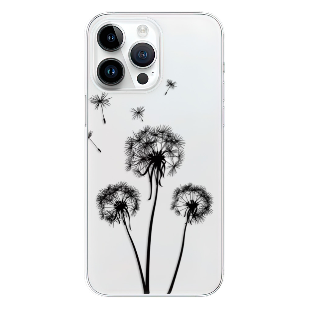 Silikonové odolné pouzdro iSaprio Three Dandelions - black na mobil Apple iPhone 15 Pro Max (Odolný silikonový kryt, obal, pouzdro iSaprio Three Dandelions - black na mobilní telefon Apple iPhone 15 Pro Max)