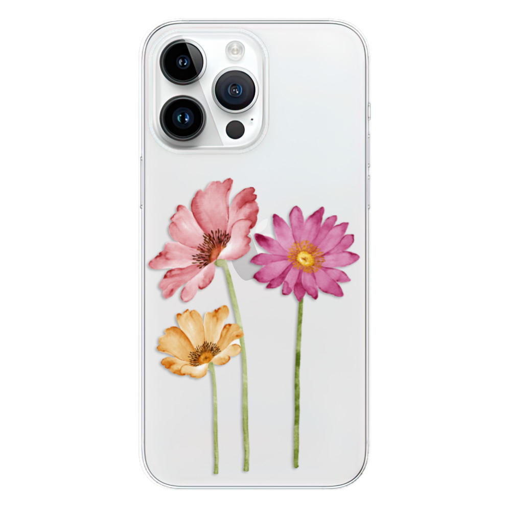 Silikonové odolné pouzdro iSaprio Three Flowers na mobil Apple iPhone 15 Pro Max (Odolný silikonový kryt, obal, pouzdro iSaprio Three Flowers na mobilní telefon Apple iPhone 15 Pro Max)
