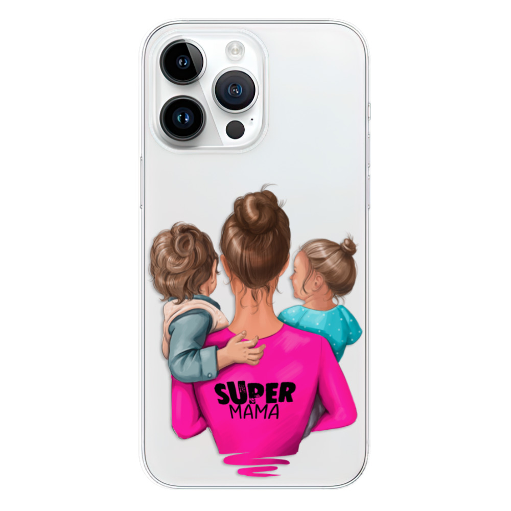 Odolné silikonové pouzdro iSaprio - Super Mama - Boy and Girl - iPhone 15 Pro Max