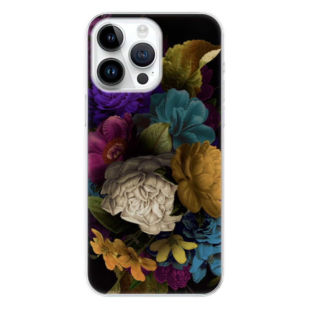 Silikonové odolné pouzdro iSaprio Dark Flowers na mobil Apple iPhone 15 Pro Max (Odolný silikonový kryt, obal, pouzdro iSaprio Dark Flowers na mobilní telefon Apple iPhone 15 Pro Max)