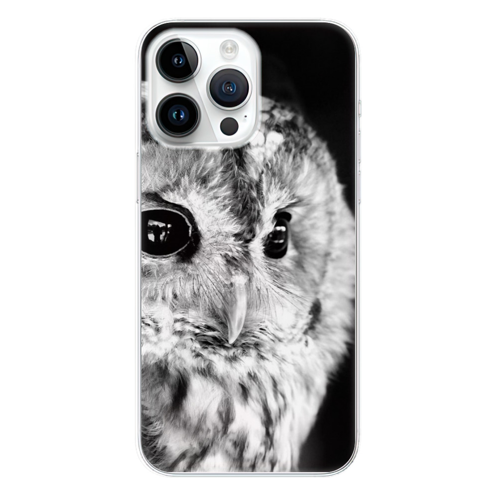 Silikonové odolné pouzdro iSaprio BW Owl na mobil Apple iPhone 15 Pro Max (Odolný silikonový kryt, obal, pouzdro iSaprio BW Owl na mobilní telefon Apple iPhone 15 Pro Max)