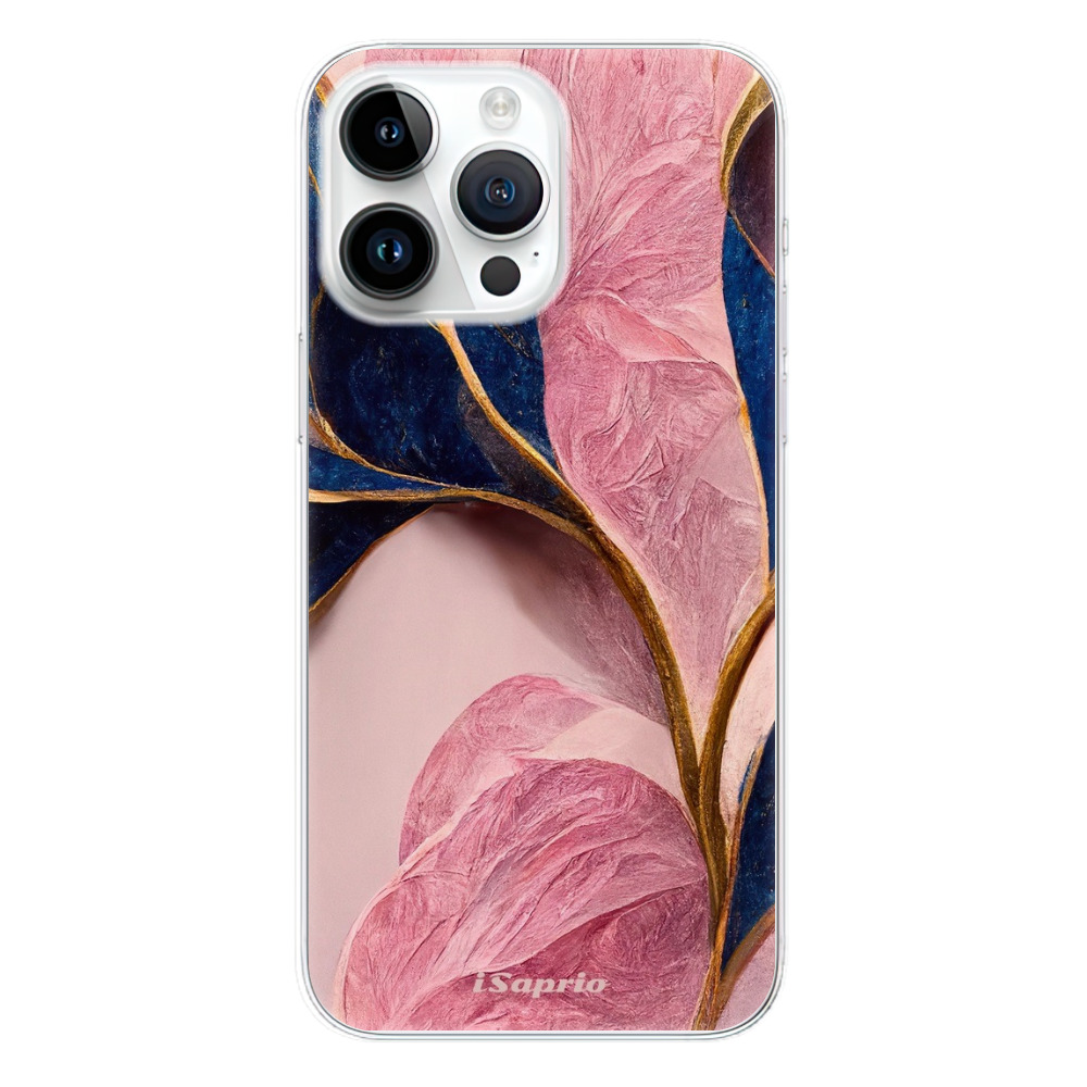 Odolné silikonové pouzdro iSaprio - Pink Blue Leaves - iPhone 15 Pro Max