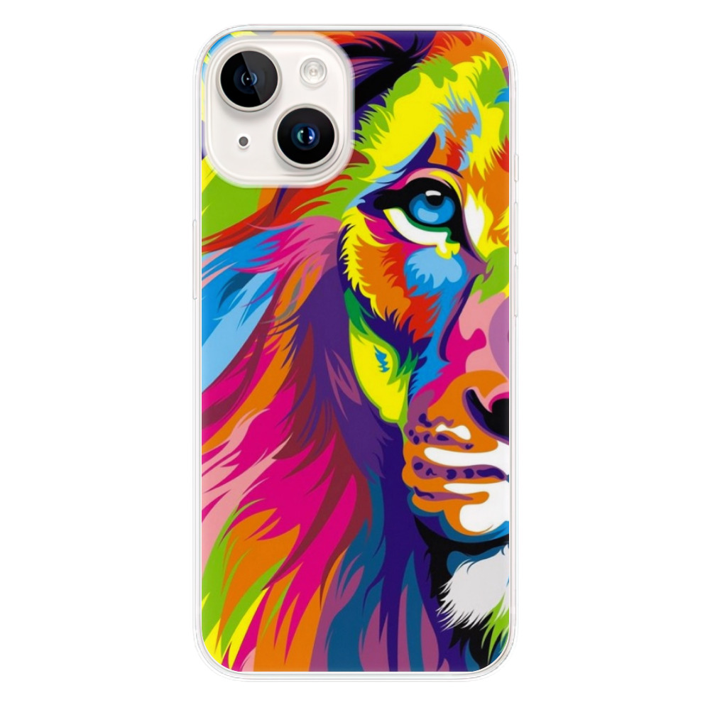 Silikonové odolné pouzdro iSaprio Rainbow Lion na mobil Apple iPhone 15 Plus (Odolný silikonový kryt, obal, pouzdro iSaprio Rainbow Lion na mobilní telefon Apple iPhone 15 Plus)