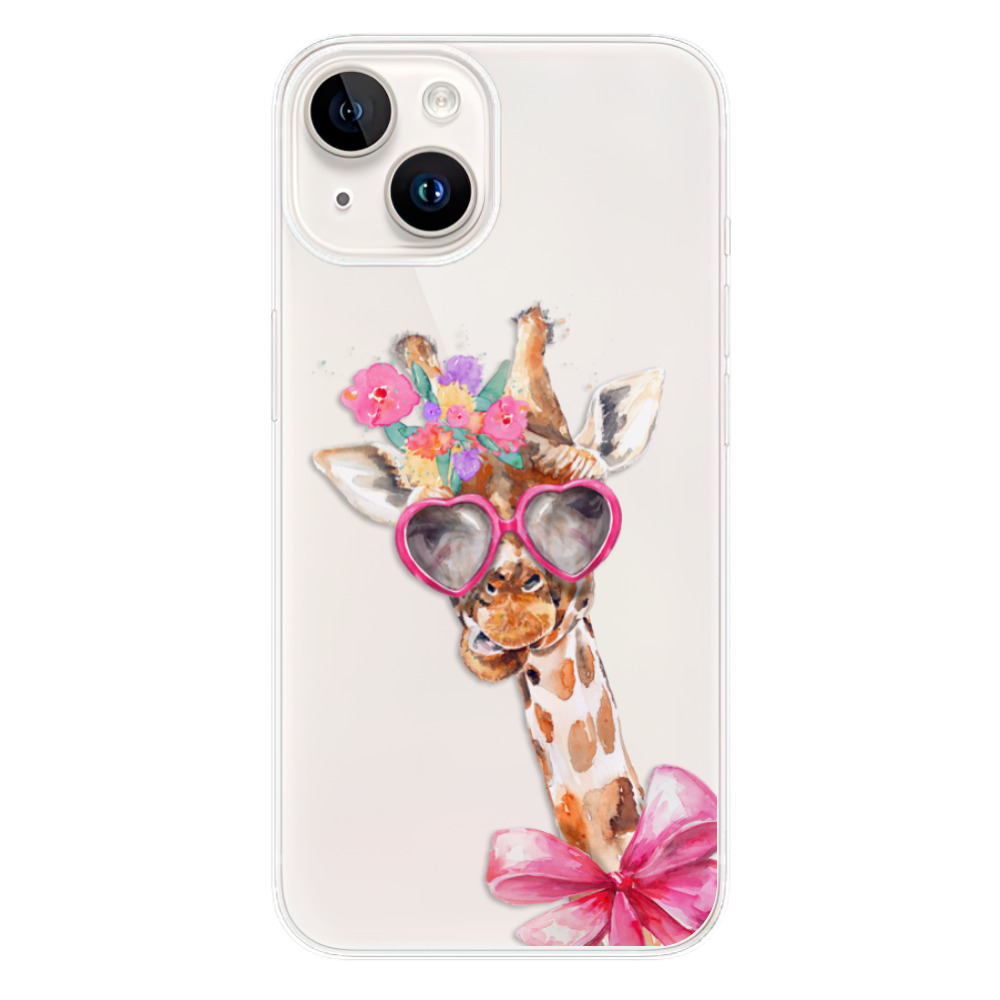 Silikonové odolné pouzdro iSaprio Lady Giraffe na mobil Apple iPhone 15 Plus (Odolný silikonový kryt, obal, pouzdro iSaprio Lady Giraffe na mobilní telefon Apple iPhone 15 Plus)