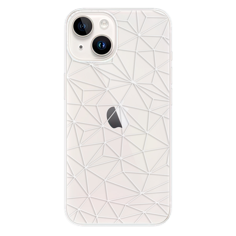 Odolné silikonové pouzdro iSaprio - Abstract Triangles 03 - white - iPhone 15 Plus