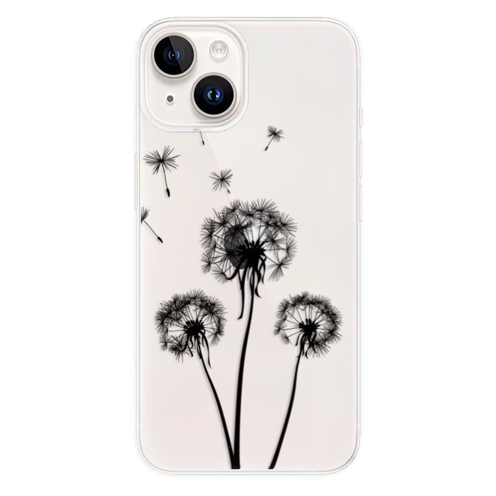 Silikonové odolné pouzdro iSaprio Three Dandelions - black na mobil Apple iPhone 15 Plus (Odolný silikonový kryt, obal, pouzdro iSaprio Three Dandelions - black na mobilní telefon Apple iPhone 15 Plus)