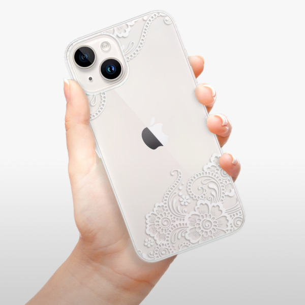 Silikonové pouzdro iSaprio - Apple iPhone 15 Plus - White Lace 02