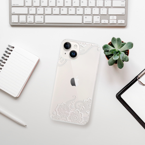 Silikonové pouzdro iSaprio - Apple iPhone 15 Plus - White Lace 02
