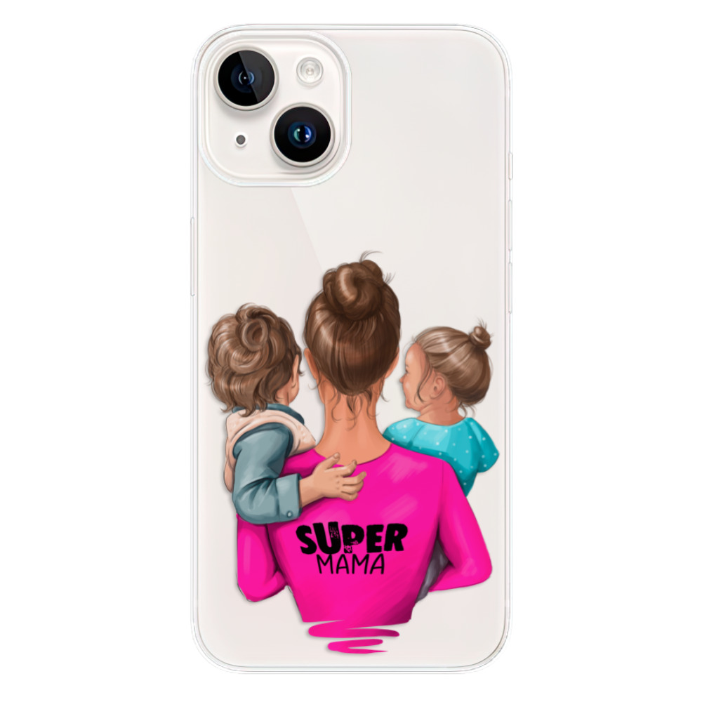 Odolné silikonové pouzdro iSaprio - Super Mama - Boy and Girl - iPhone 15 Plus