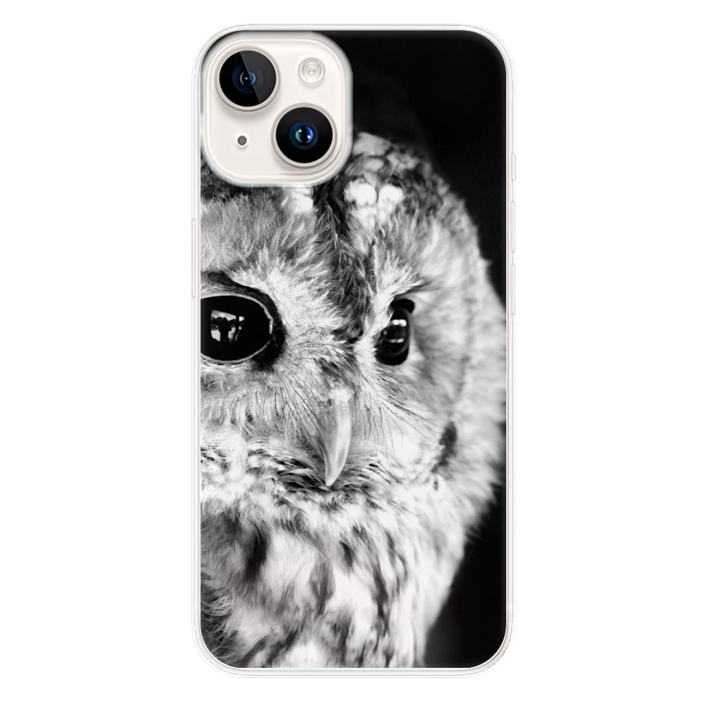 Silikonové odolné pouzdro iSaprio BW Owl na mobil Apple iPhone 15 Plus (Odolný silikonový kryt, obal, pouzdro iSaprio BW Owl na mobilní telefon Apple iPhone 15 Plus)