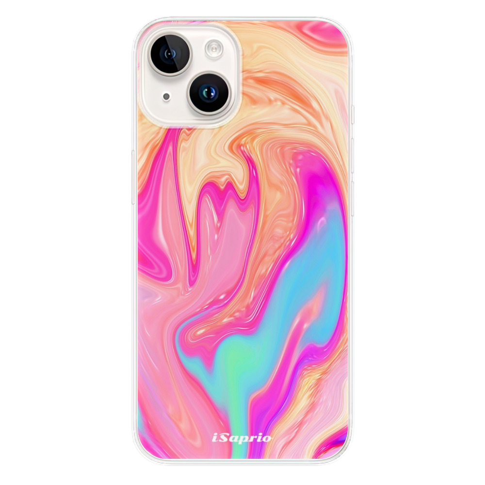 Odolné silikonové pouzdro iSaprio - Orange Liquid - iPhone 15 Plus