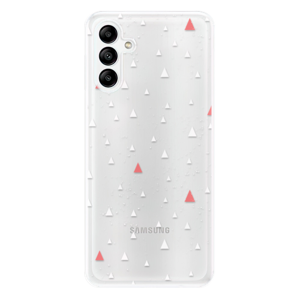 Odolné silikonové pouzdro iSaprio - Abstract Triangles 02 - white - Samsung Galaxy A04s