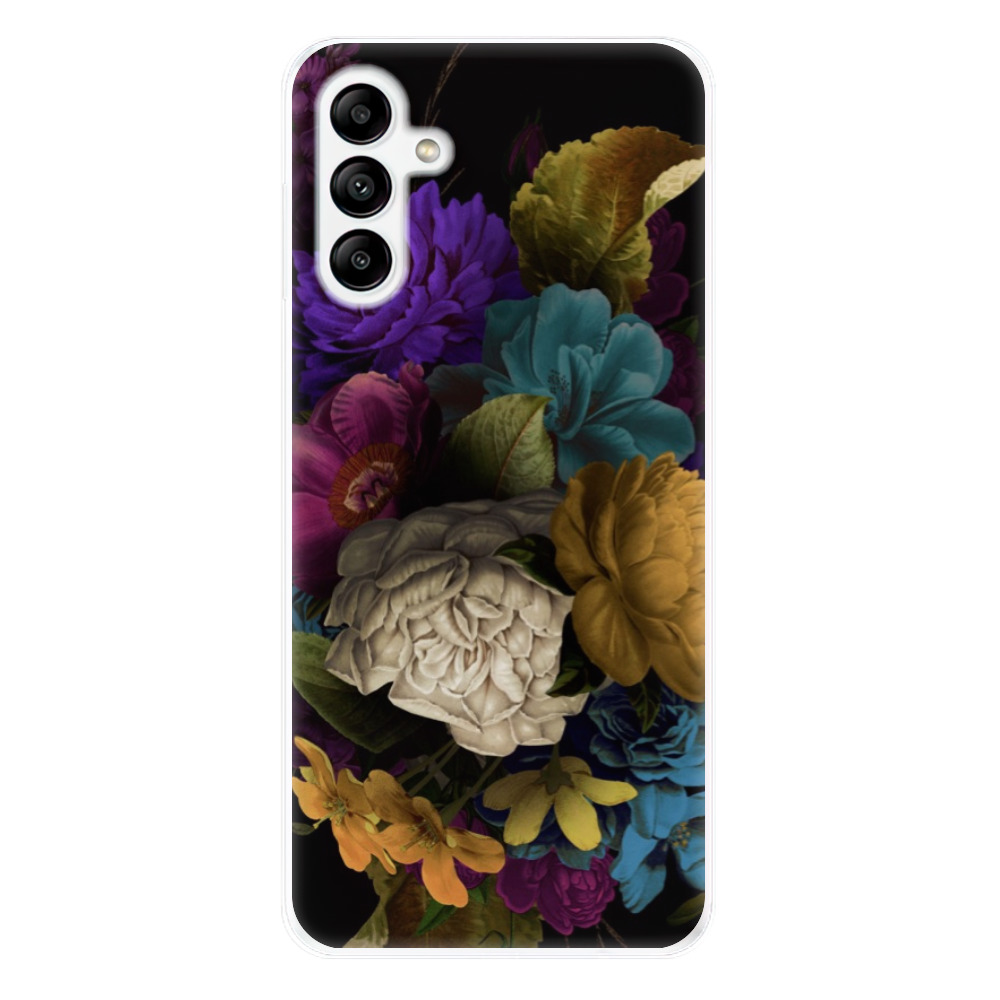 Odolné silikonové pouzdro iSaprio - Dark Flowers - Samsung Galaxy A04s