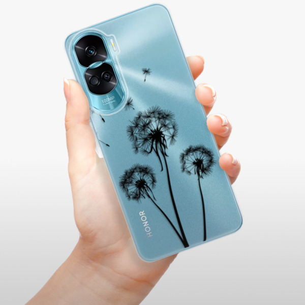 Silikonové pouzdro iSaprio - Honor 90 Lite 5G - Three Dandelions black