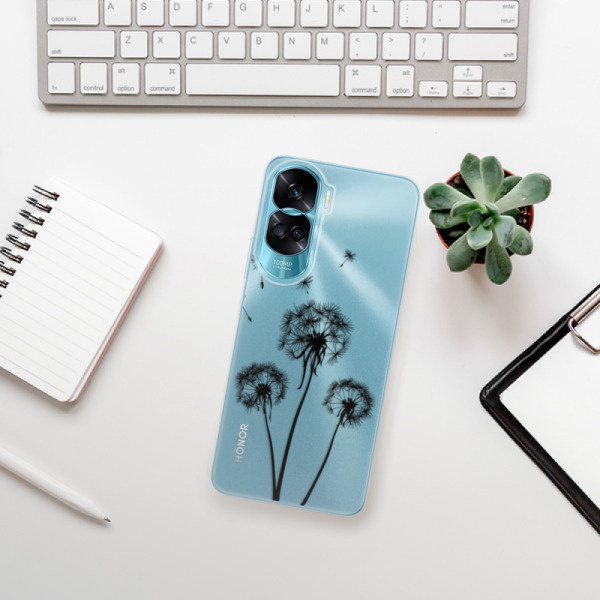Silikonové pouzdro iSaprio - Honor 90 Lite 5G - Three Dandelions black