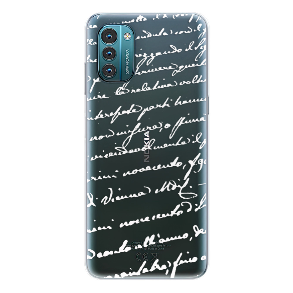 Odolné silikonové pouzdro iSaprio - Handwriting 01 - white - Nokia G11 / G21