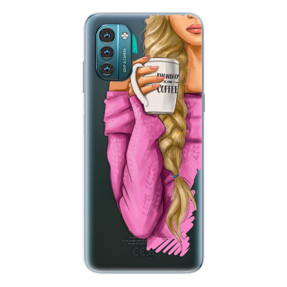 Odolné silikonové pouzdro iSaprio - My Coffe and Blond Girl - Nokia G11 / G21