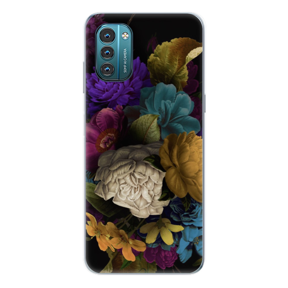 Odolné silikonové pouzdro iSaprio - Dark Flowers - Nokia G11 / G21