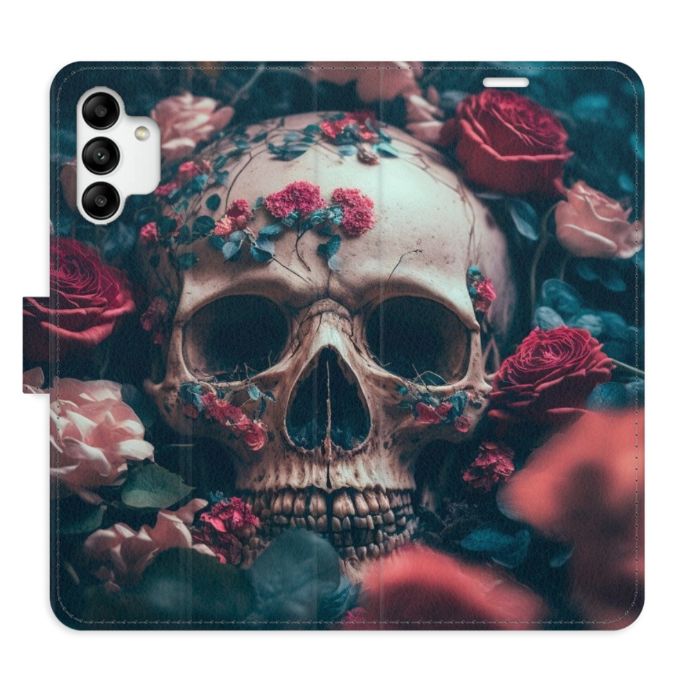 Flipové pouzdro iSaprio - Skull in Roses 02 - Samsung Galaxy A04s