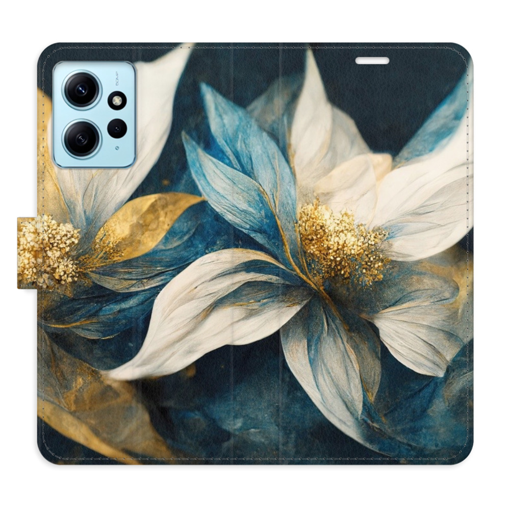 Flipové pouzdro iSaprio - Gold Flowers - Xiaomi Redmi Note 12 5G
