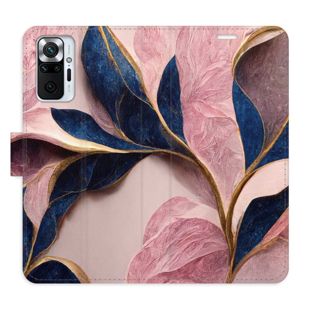 Flipové pouzdro iSaprio - Pink Leaves - Xiaomi Redmi Note 10 Pro