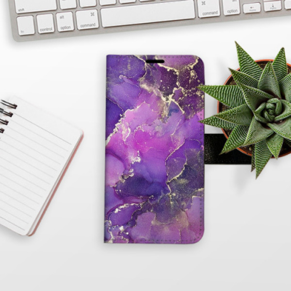 Flip pouzdro iSaprio - Xiaomi Redmi Note 10 Pro - Purple Marble - kapsičky na karty