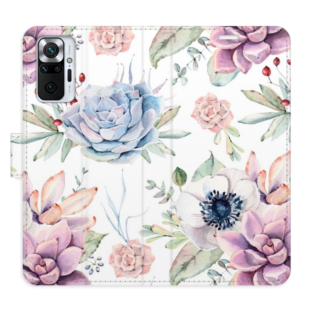 Flipové pouzdro iSaprio - Succulents Pattern - Xiaomi Redmi Note 10 Pro