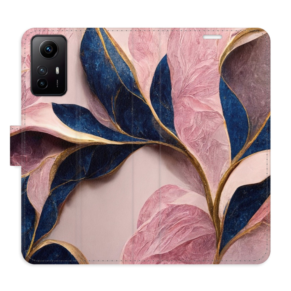 Flipové pouzdro iSaprio - Pink Leaves - Xiaomi Redmi Note 12S