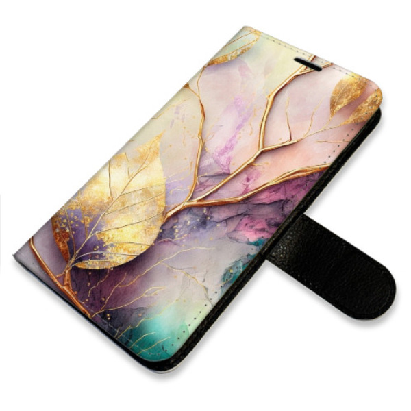 Flip pouzdro iSaprio - Xiaomi Redmi Note 12 Pro 5G / Poco X5 Pro 5G - Gold Leaves 02 - kapsičky na karty