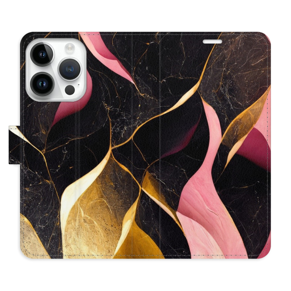Flipové pouzdro iSaprio - Gold Pink Marble 02 - iPhone 15 Pro