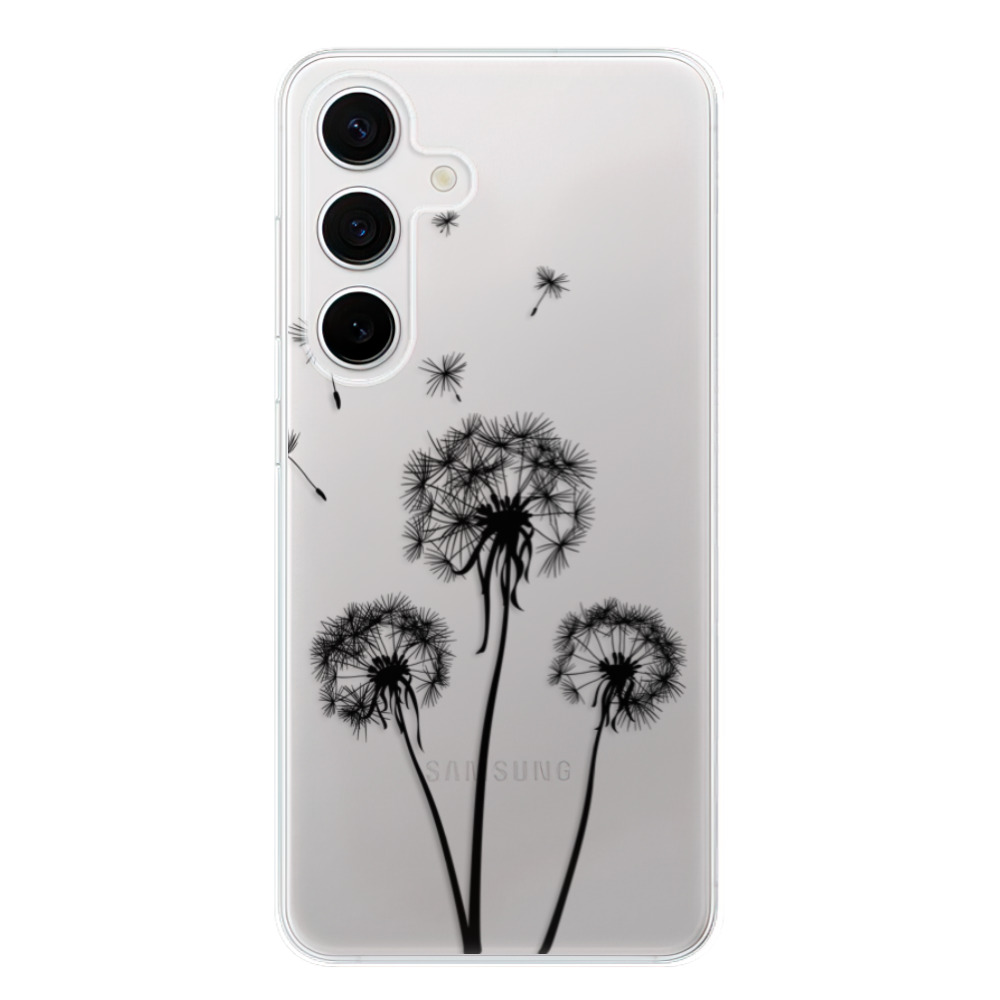 Silikonové odolné pouzdro iSaprio - Three Dandelions - black - Samsung Galaxy S24 (Odolný silikonový kryt, obal, pouzdro iSaprio Three Dandelions - black na mobilní telefon Samsung Galaxy S24)
