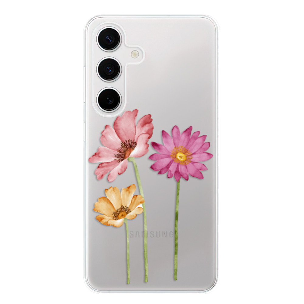 Silikonové odolné pouzdro iSaprio - Three Flowers - Samsung Galaxy S24 (Odolný silikonový kryt, obal, pouzdro iSaprio Three Flowers na mobilní telefon Samsung Galaxy S24)