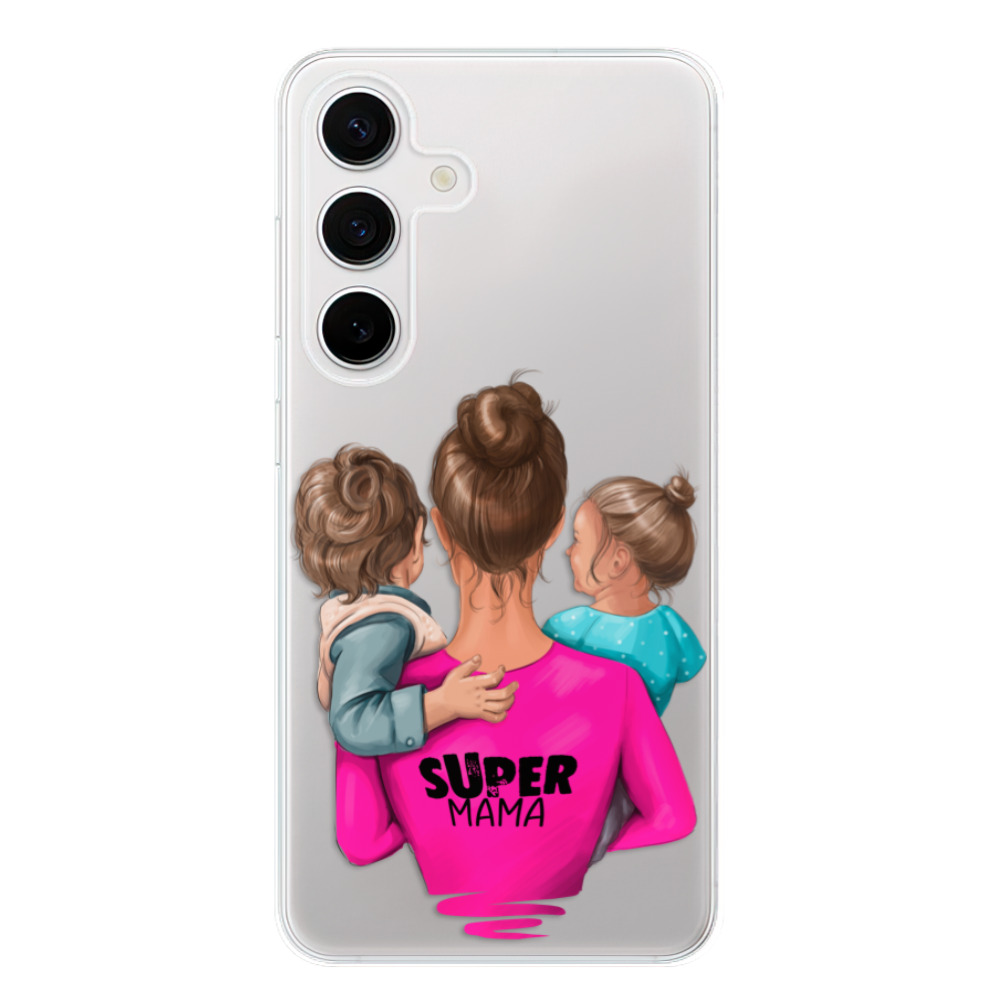 Odolné silikonové pouzdro iSaprio - Super Mama - Boy and Girl - Samsung Galaxy S24