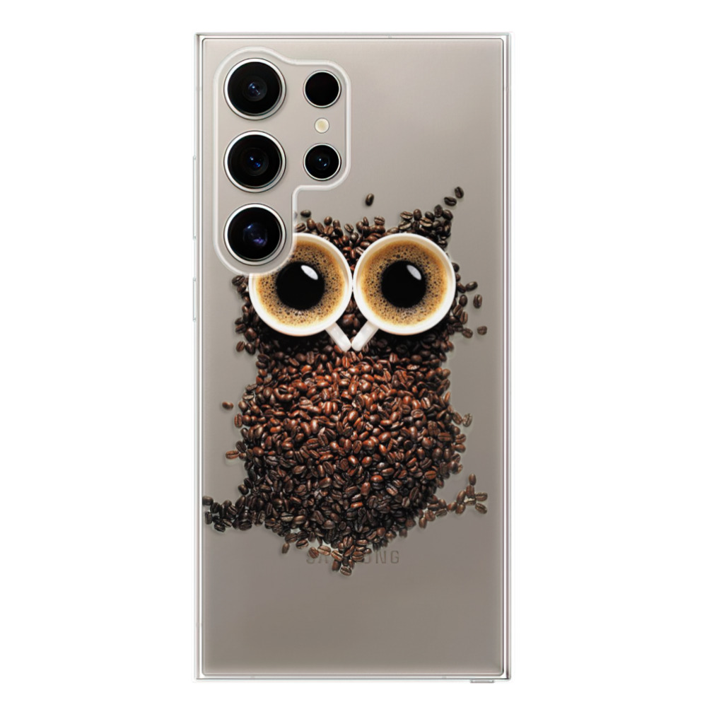 Silikonové odolné pouzdro iSaprio - Owl And Coffee - Samsung Galaxy S24 Ultra (Odolný silikonový kryt, obal, pouzdro iSaprio Owl And Coffee na mobilní telefon Samsung Galaxy S24 Ultra)