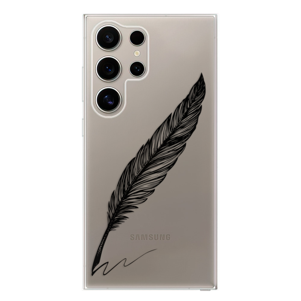 Odolné silikonové pouzdro iSaprio - Writing By Feather - black - Samsung Galaxy S24 Ultra