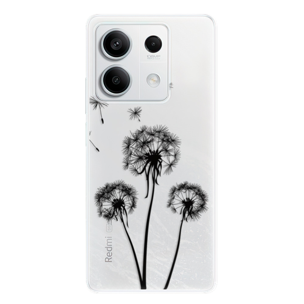 Silikonové odolné pouzdro iSaprio - Three Dandelions - black - Xiaomi Redmi Note 13 5G (Odolný silikonový kryt, obal, pouzdro iSaprio Three Dandelions - black na mobilní telefon Xiaomi Redmi Note 13 5G)