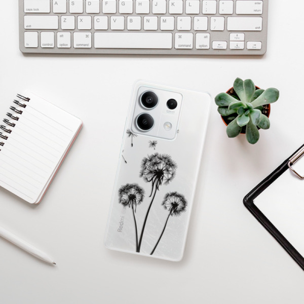 Silikonové pouzdro iSaprio - Xiaomi Redmi Note 13 5G - Three Dandelions black