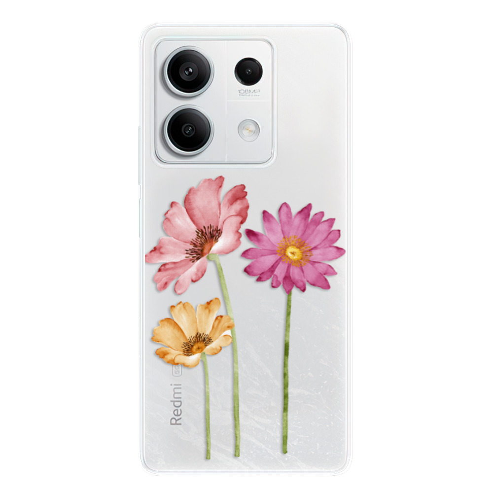 Silikonové odolné pouzdro iSaprio - Three Flowers - Xiaomi Redmi Note 13 5G (Odolný silikonový kryt, obal, pouzdro iSaprio Three Flowers na mobilní telefon Xiaomi Redmi Note 13 5G)