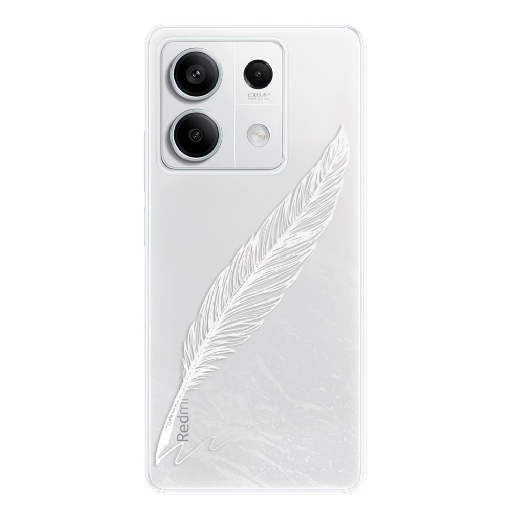 Odolné silikonové pouzdro iSaprio - Writing By Feather - white - Xiaomi Redmi Note 13 5G