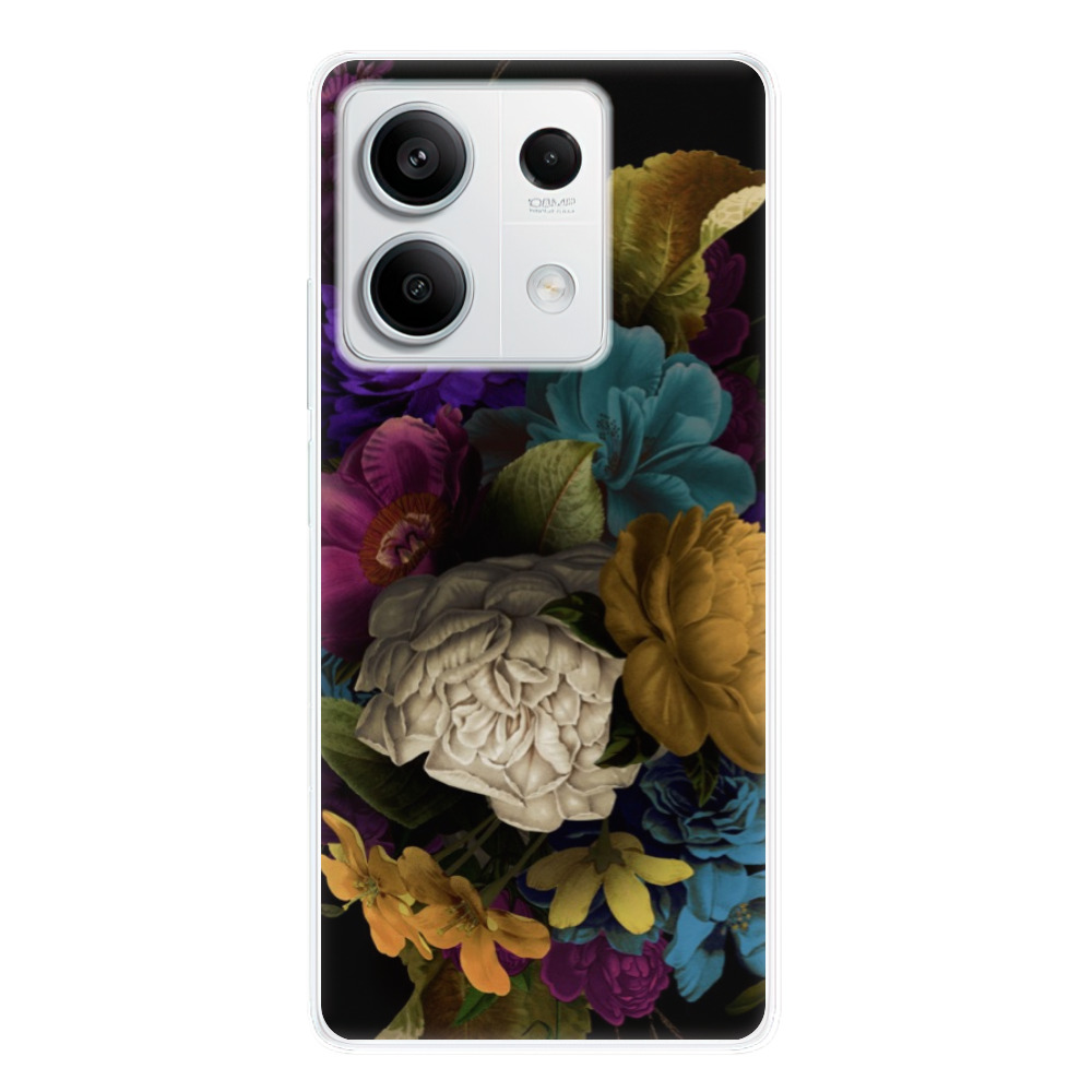 Odolné silikonové pouzdro iSaprio - Dark Flowers - Xiaomi Redmi Note 13 5G