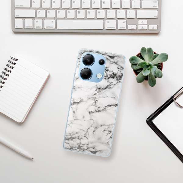 Silikonové pouzdro iSaprio - Xiaomi Redmi Note 13 4G - White Marble 01