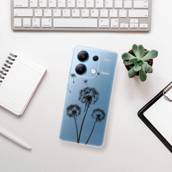 Silikonové pouzdro iSaprio - Xiaomi Redmi Note 13 4G - Three Dandelions black