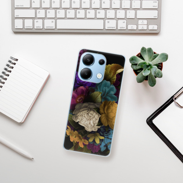 Silikonové pouzdro iSaprio - Xiaomi Redmi Note 13 4G - Dark Flowers