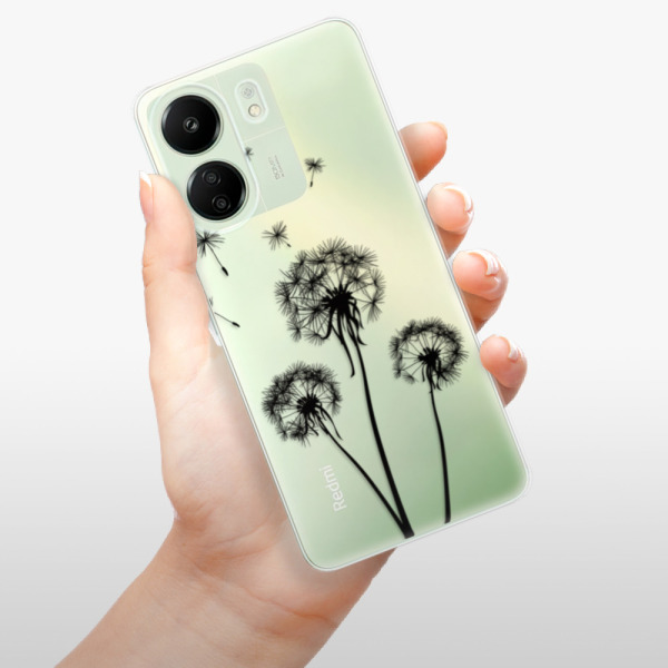 Silikonové pouzdro iSaprio - Xiaomi Redmi 13C / Poco C65 - Three Dandelions black