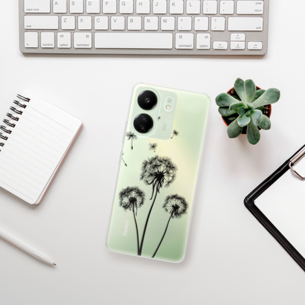 Silikonové pouzdro iSaprio - Xiaomi Redmi 13C / Poco C65 - Three Dandelions black