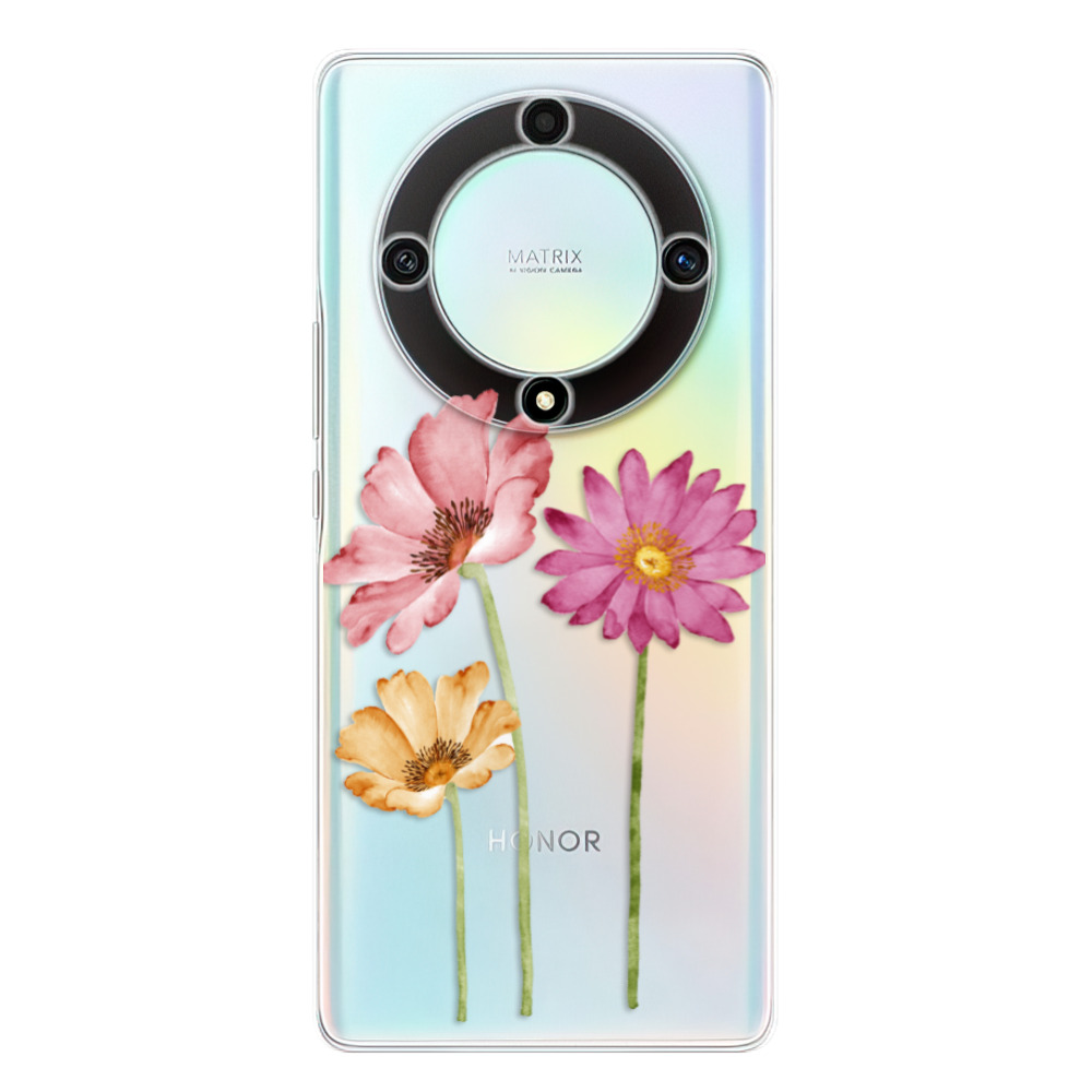 Silikonové odolné pouzdro iSaprio - Three Flowers - Honor Magic5 Lite 5G (Odolný silikonový kryt, obal, pouzdro iSaprio Three Flowers na mobilní telefon Honor Magic5 Lite 5G)