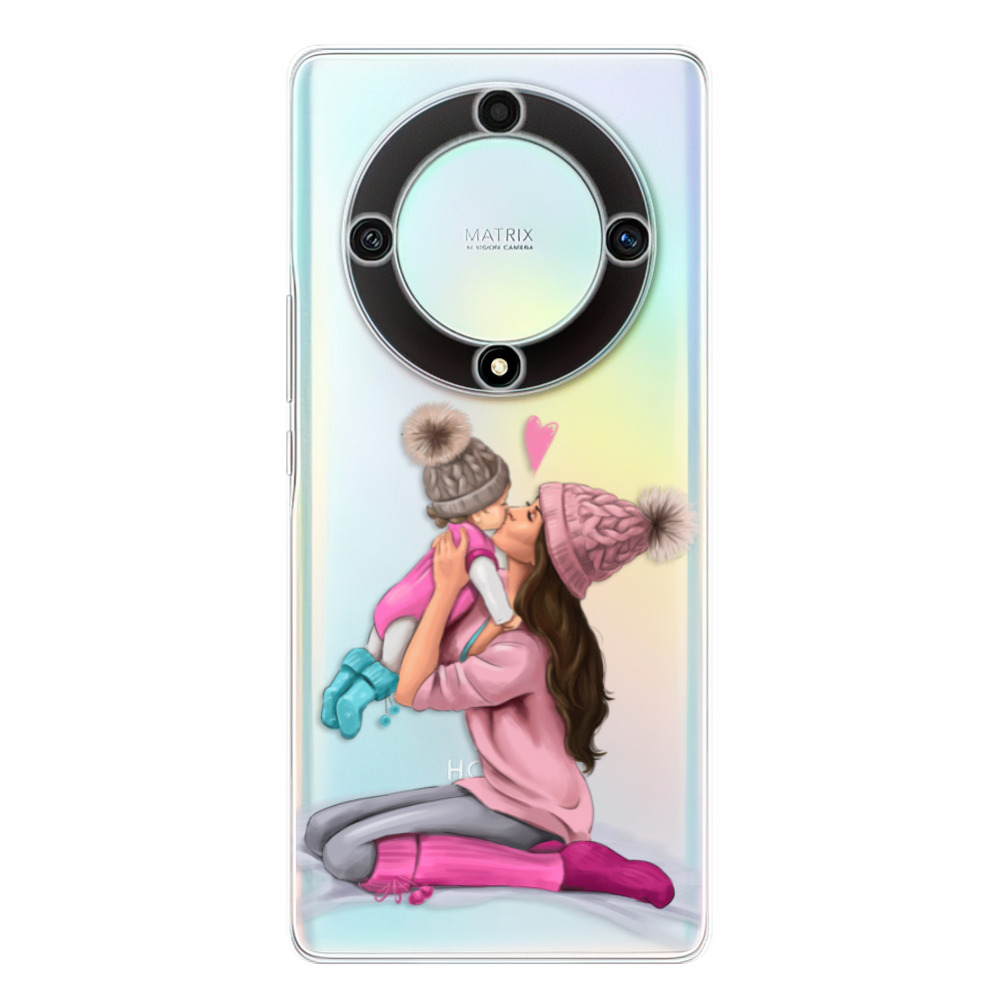 Odolné silikonové pouzdro iSaprio - Kissing Mom - Brunette and Girl - Honor Magic5 Lite 5G