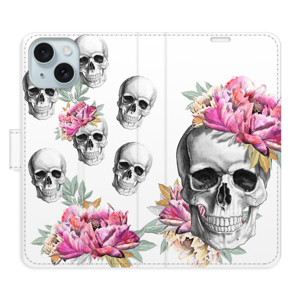 Knížkové flip pouzdro iSaprio s kapsičkami na karty - Crazy Skull - Apple iPhone 15 (Flip knížkové pouzdro, kryt, obal iSaprio s kapsičkami na karty a motivem Crazy Skull na mobil Apple iPhone 15)