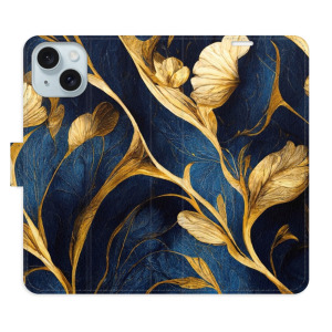 Flip pouzdro iSaprio - Apple iPhone 15 - GoldBlue - kapsičky na karty