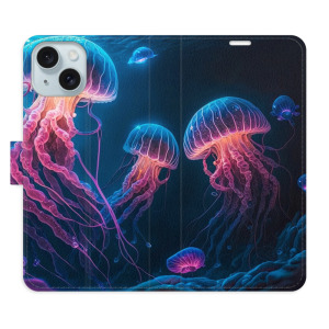 Flip pouzdro iSaprio - Apple iPhone 15 - Jellyfish - kapsičky na karty